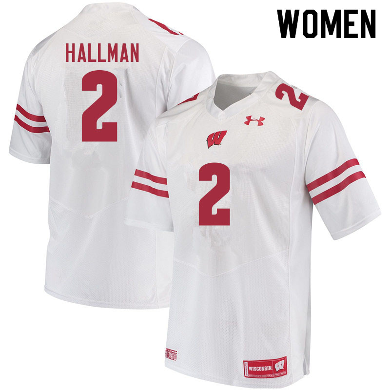 Wisconsin Badgers Women's #2 Ricardo Hallman NCAA Under Armour Authentic White College Stitched Football Jersey EP40C28RN